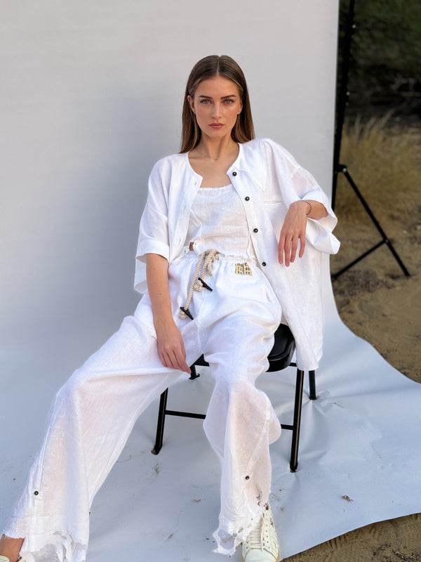 NOIR — Drawstring wide-leg pant