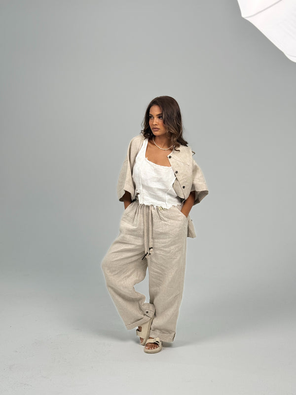 NOIR — Drawstring wide-leg pant
