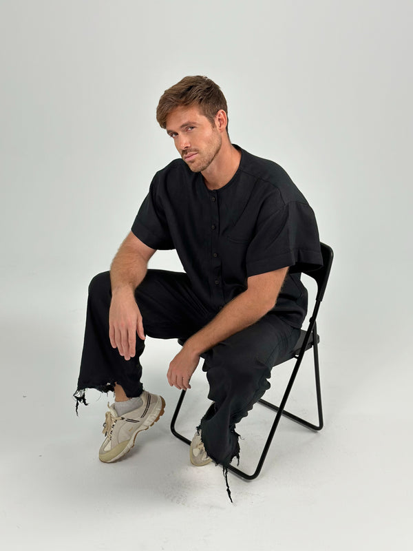NOIR — Drawstring wide-leg pant