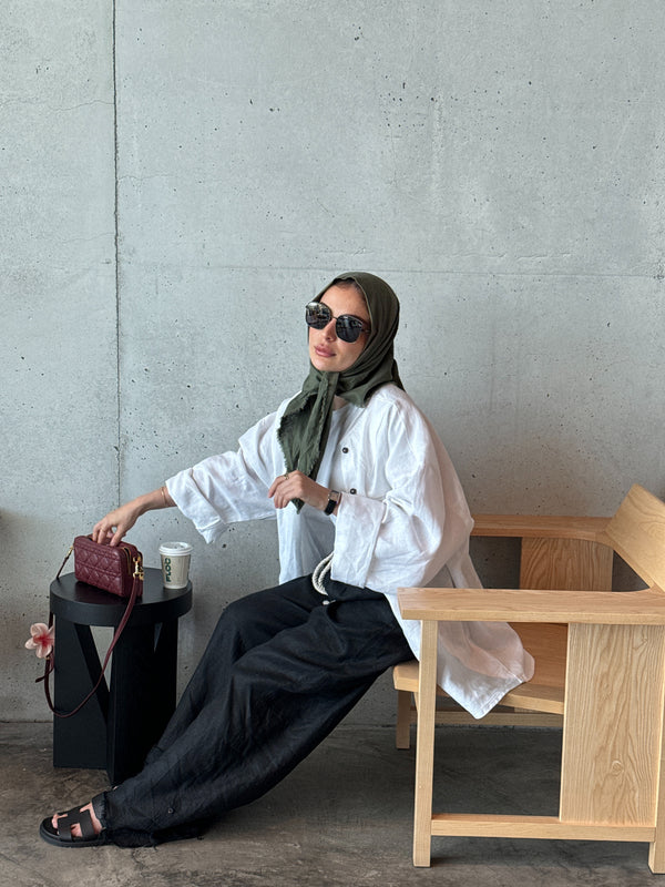 NOIR — Drawstring wide-leg pant
