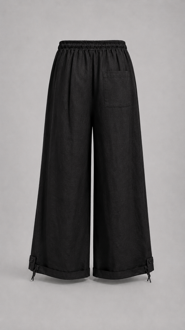 NOIR — Drawstring wide-leg pant