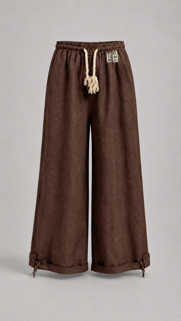 NOIR — Drawstring wide-leg pant