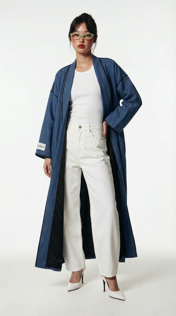 Deep Blue Linen MC Abaya