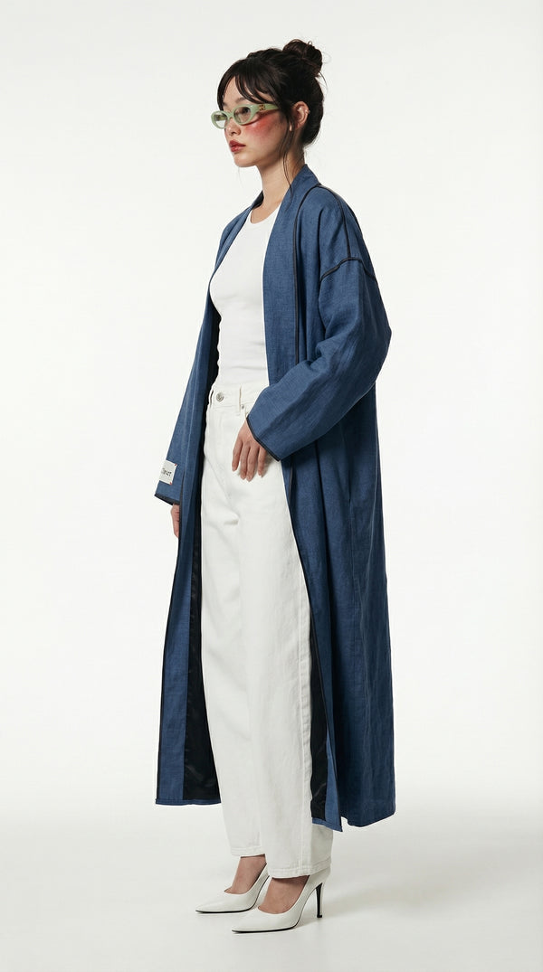 Deep Blue Linen MC Abaya