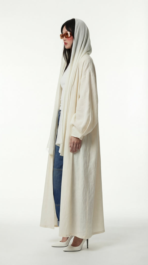 off-White Linen MC Abaya