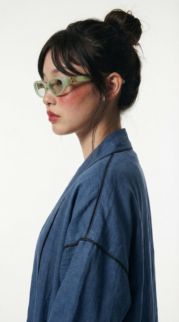 Deep Blue Linen MC Abaya