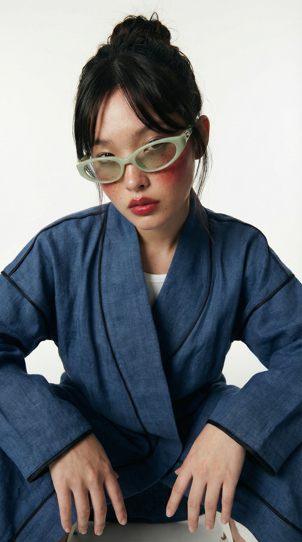 Deep Blue Linen MC Abaya