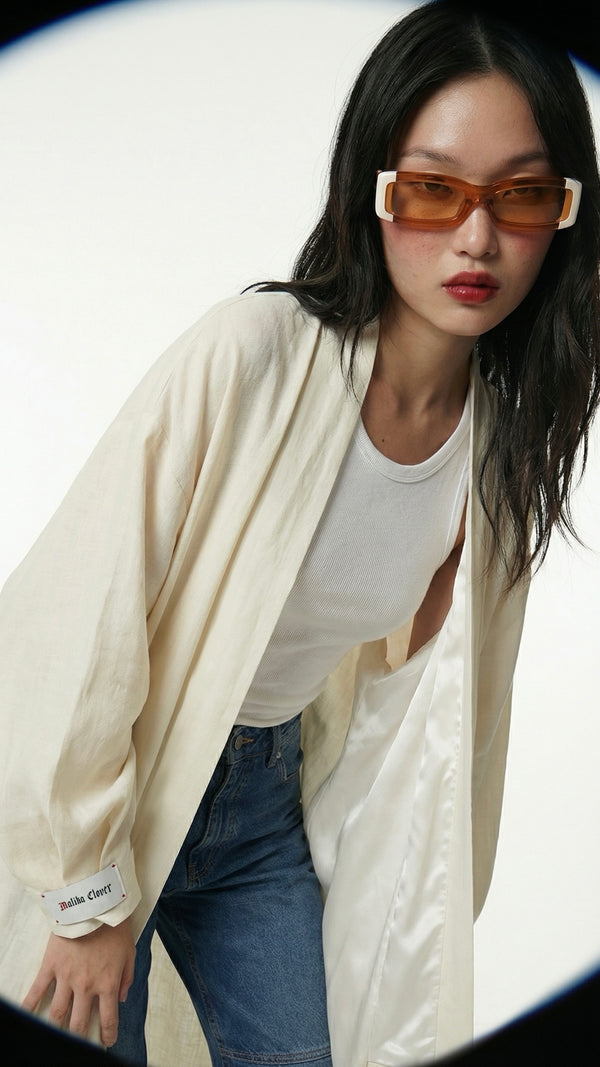 off-White Linen MC Abaya